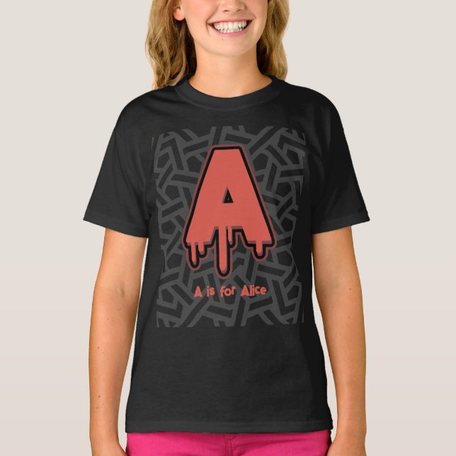 Camiseta Letra de fusão A - Presente de aniversário de nome (Frente)