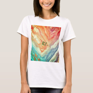 Camiseta Letra de nome colorida abstrata geométrica em márm