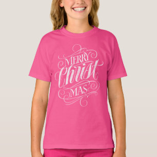 Camiseta Letra de Quadro de Natal em Cristo Cristão