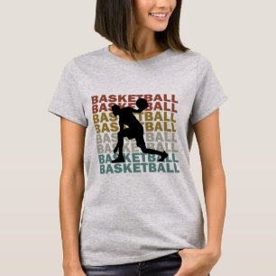 Camiseta letra de vintage do jogador de basquetebol silhoue