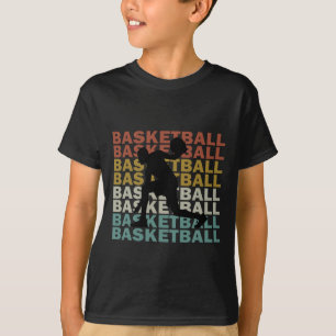 Camiseta letra de vintage do jogador de basquetebol silhoue