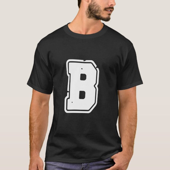 Camiseta Letra Distinta B Maiúscula Monograma em Alfabeto I (Frente)