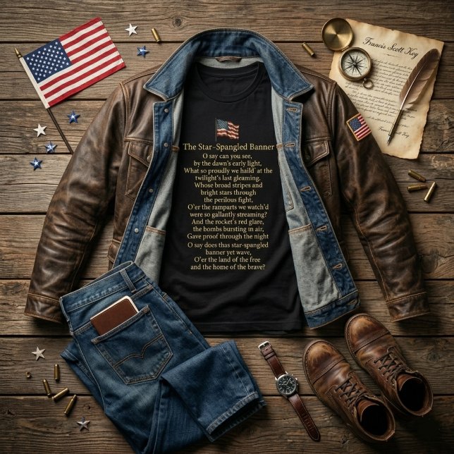 Camiseta Letra do Hino dos EUA  (Criador carregado)