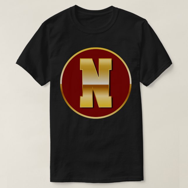 Camiseta Letra dourada N (Frente do Design)