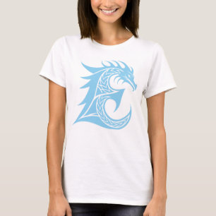 Camiseta Letra E Estilizada com Dragão, Alfabeto de Dragão,