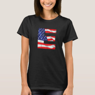 Camiseta Letra E Maiúscula Alfabet Eua American Flag Monsen