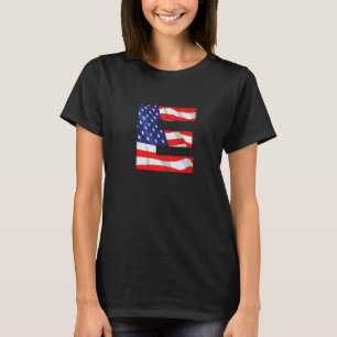 Camiseta Letra E Maiúscula Alfabet Eua American Flag Monsen