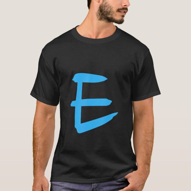 Camiseta Letra E Manuscrita do Alfabeto (Frente)