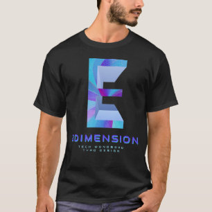 Camiseta Letra E Tecnologia 3D Moderno Monograma Elegante