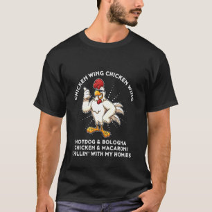 Camiseta Letra engraçada da música da asa de frango cachorr