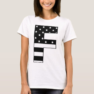 Camiseta letra F da listra das estrelas
