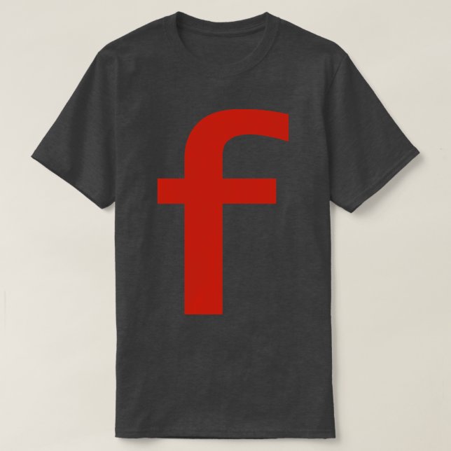 Camiseta Letra f em texto vermelho Tipografia mínima (Frente do Design)