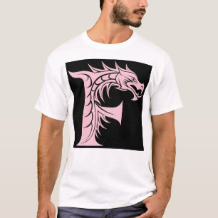 Camiseta Letra F Estilizada com Dragão, Alfabeto de Dragão,