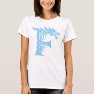Camiseta Letra F Estilizada com Dragão, Alfabeto de Dragão,