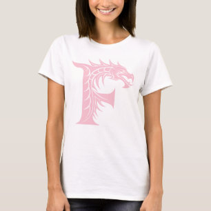 Camiseta Letra F Estilizada com Dragão, Alfabeto de Dragão,