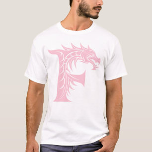 Camiseta Letra F Estilizada com Dragão, Alfabeto de Dragão,
