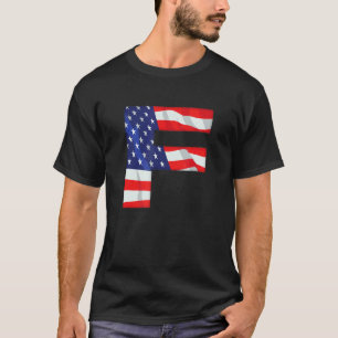 Camiseta Letra F Maiúscula Alfabet Eua American Flag Monsen
