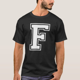 Camiseta Letra F Maiúscula Alphabet College Varsity Monogra