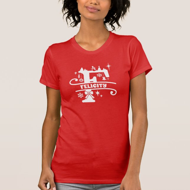 Camiseta Letra F Monograma Nome inicial Vermelho (Frente)