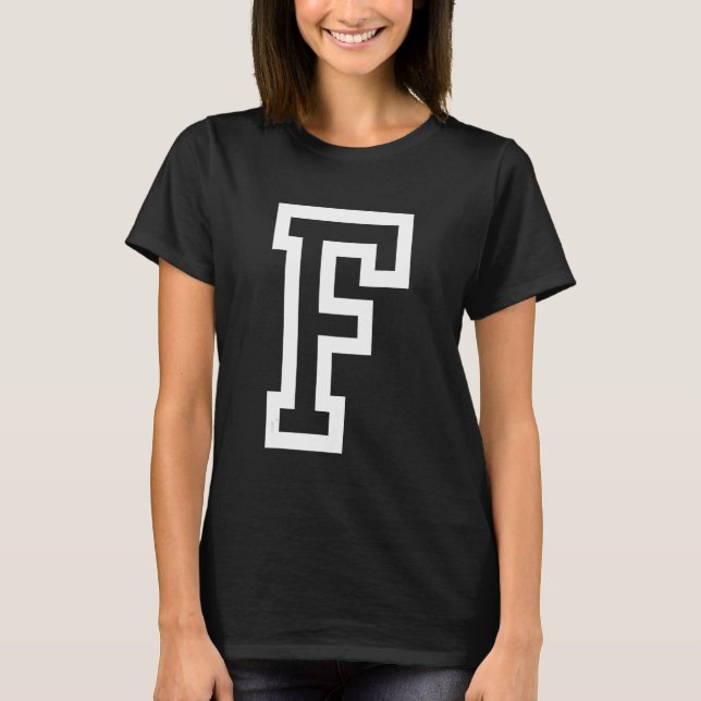 Camiseta Letra F negrito em branco Grande 1 (Frente)