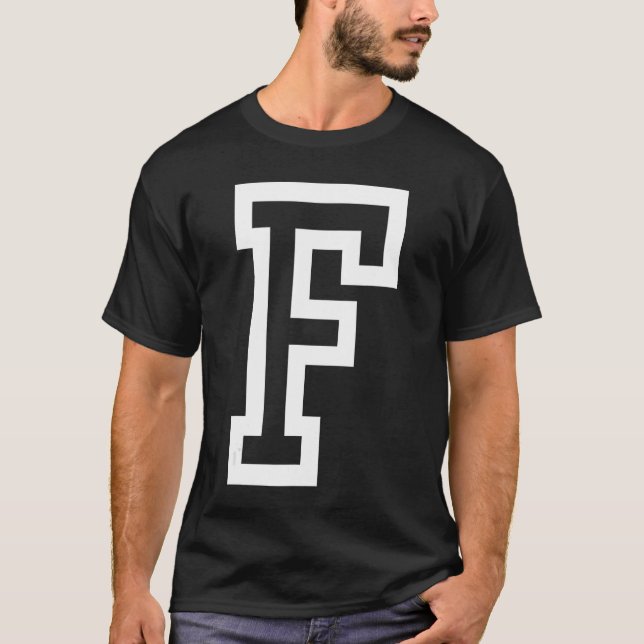 Camiseta Letra F negrito em branco Grande 1 (Frente)