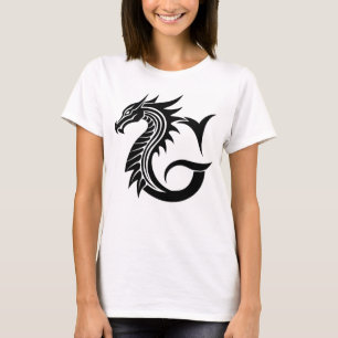 Camiseta Letra G Estilizada com Dragão, Alfabeto de Dragão,
