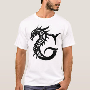 Camiseta Letra G Estilizada com Dragão, Alfabeto de Dragão,