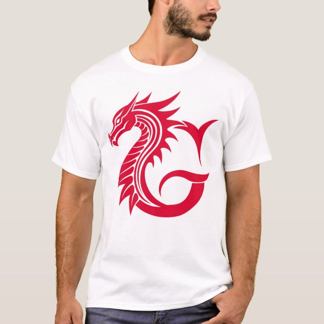 Camiseta Letra G Estilizada com Dragão, Alfabeto de Dragão, (Frente)