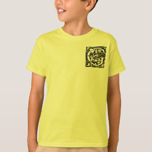 Camiseta Letra G Monograma Medieval Arte Nova