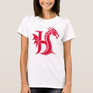 Camiseta Letra H Estilizada com Dragão, Alfabeto de Dragão,