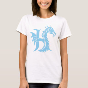 Camiseta Letra H Estilizada com Dragão, Alfabeto de Dragão,