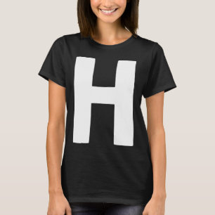 Camiseta Letra H grande e negrito branco
