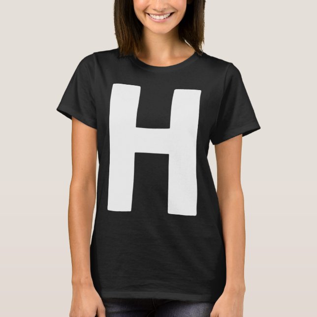 Camiseta Letra H grande e negrito branco (Frente)
