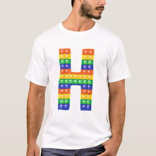 Camiseta Letra H Maiúscula Alphabet Fidget Pop It Funny Ma