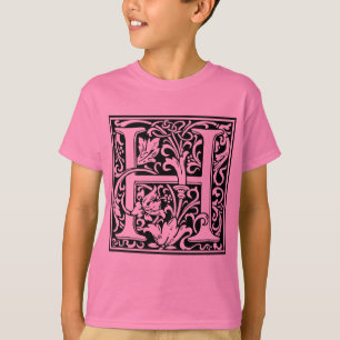 Camiseta Letra H Monograma Medieval Arte Nova