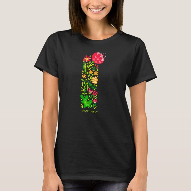 Camiseta Letra I em T-Shirt Flores (Frente)