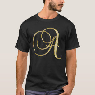 Camiseta Letra Inicial A Dourada Monograma