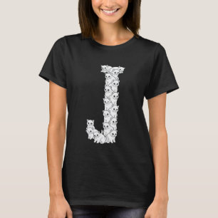 Camiseta Letra Inicial J Maiúscula Gato Engraçado Amante Fe