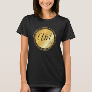 Camiseta Letra inicial mínima metálica personalizável em