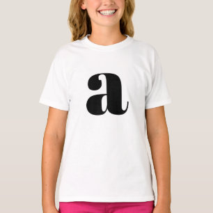 Camiseta Letra Inicial Monograma Azul-Marinho Moderno e E