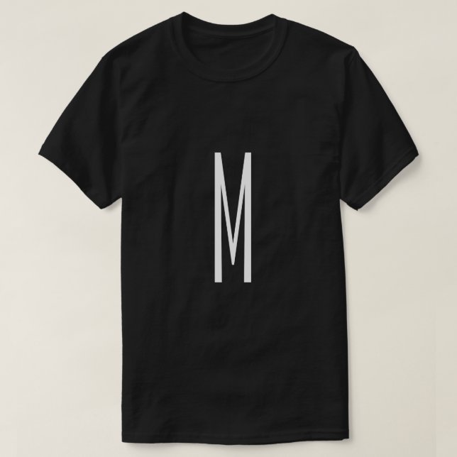 Camiseta Letra inicial Monograma Estilo moderno preto e bra (Frente do Design)