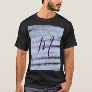 Camiseta Letra inicial monograma nome aquarela pastel roxor