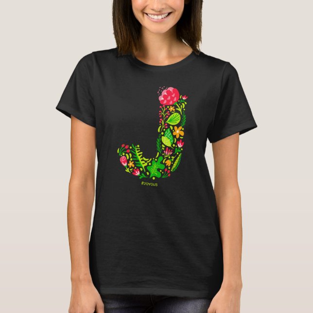 Camiseta Letra J em T-Shirt Flores (Frente)