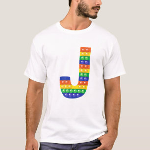 Camiseta Letra J Maiúscula Alphabet Fidget Pop It Funny Ma