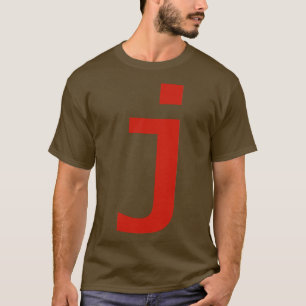 Camiseta Letra j na Tipografia Mínima de Texto Vermelho