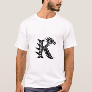 Camiseta Letra K de Dragão – Design Inicial de Dragão Afiad