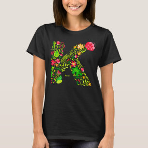 Camiseta Letra K em T-Shirt Flores