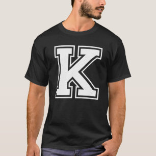 Camiseta Letra K Maiúscula Alphabet College Varsity Monogra