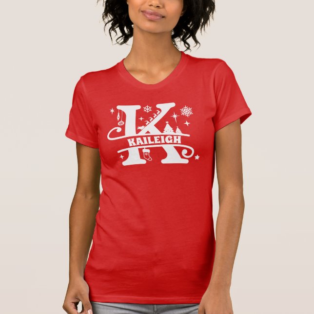 Camiseta Letra K Monograma Nome inicial Vermelho (Frente)