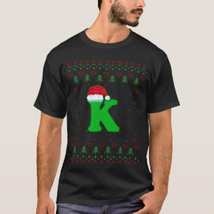 Camiseta Letra K Pai Natal Papai Noel Hat Alphabet